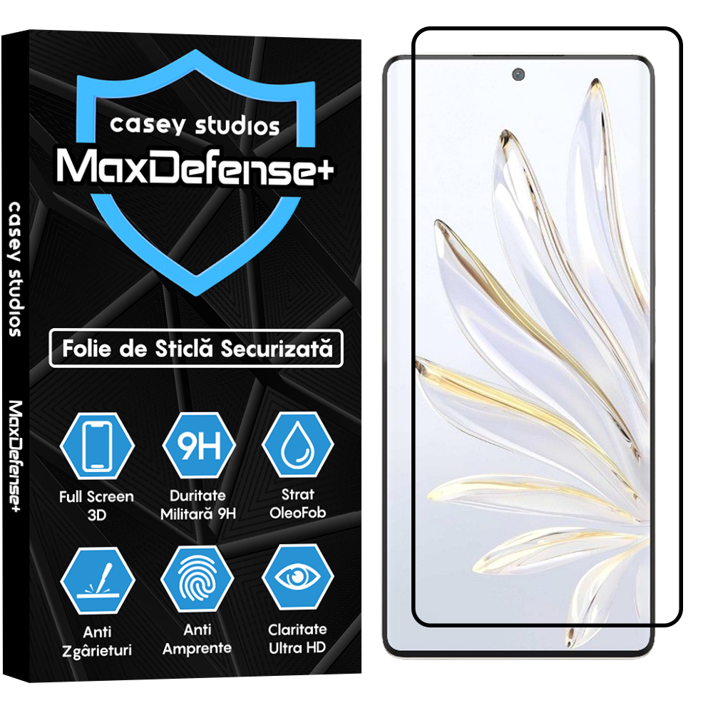 Folie Sticla MaxDefense+ - Honor 70 - Negru