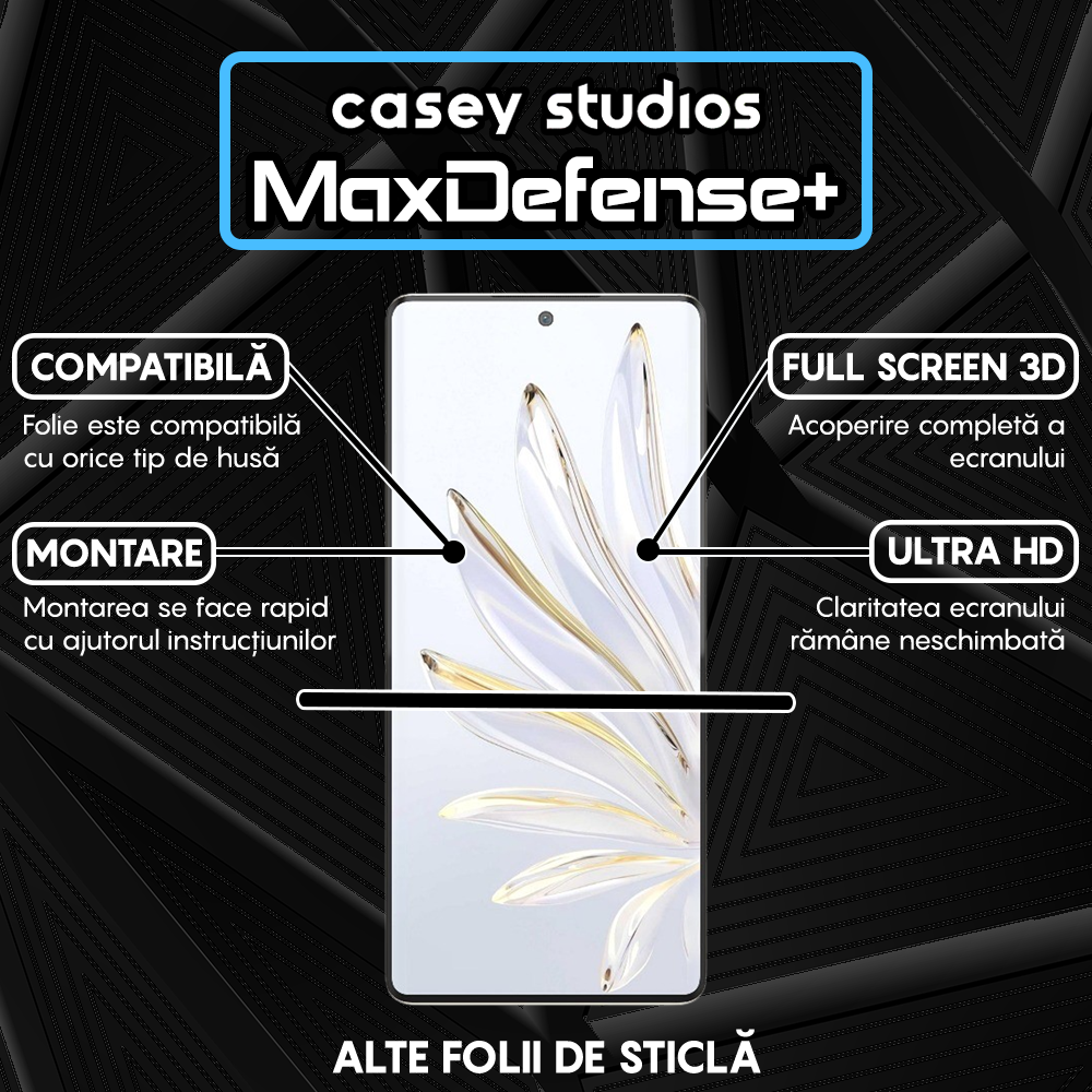 Folie Sticla MaxDefense+ - Honor 70 - Negru