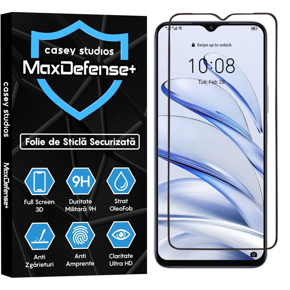 Folie Sticla MaxDefense+ - Honor 70 Lite - Negru
