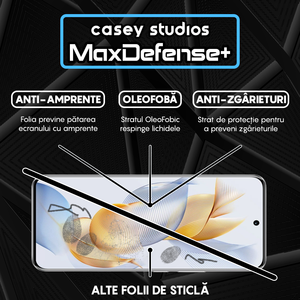 Folie Sticla MaxDefense+ - Honor 90 - Negru