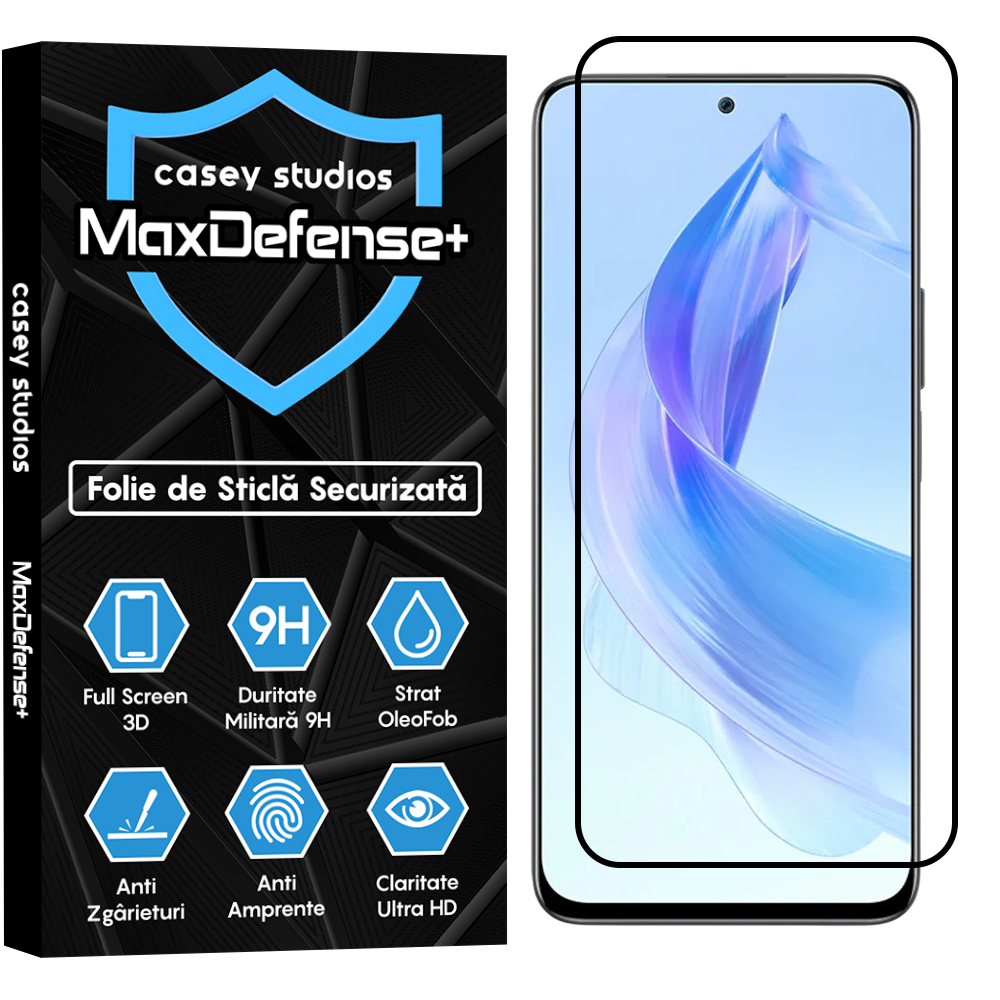 Folie Sticla MaxDefense+ - Honor 90 Lite - Negru