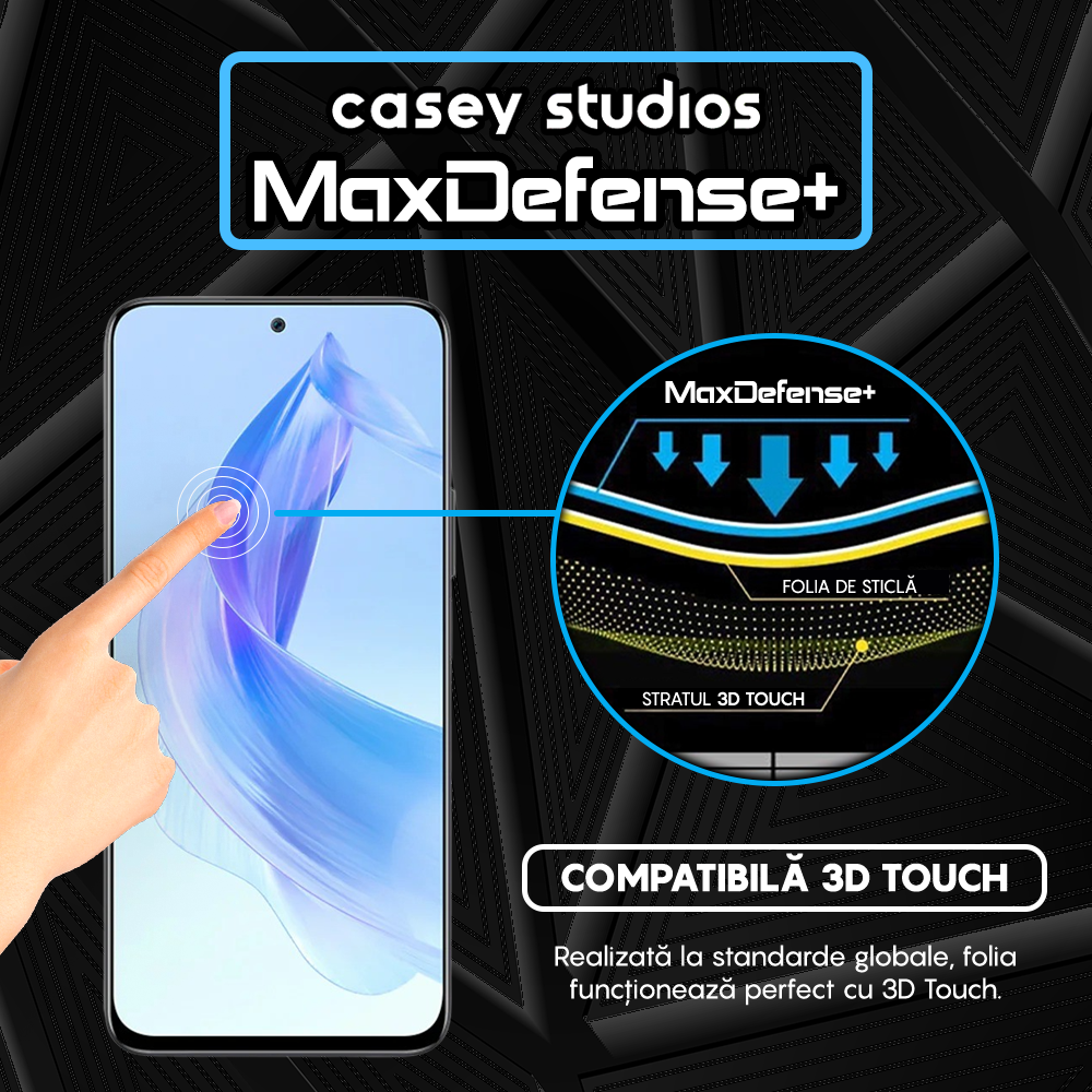 Folie Sticla MaxDefense+ - Honor 90 Lite - Negru
