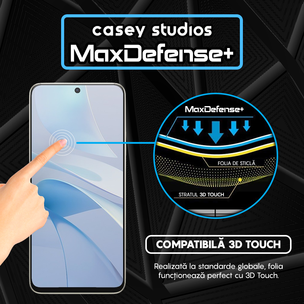 Folie Sticla MaxDefense+ - Huawei nova 13i - Negru