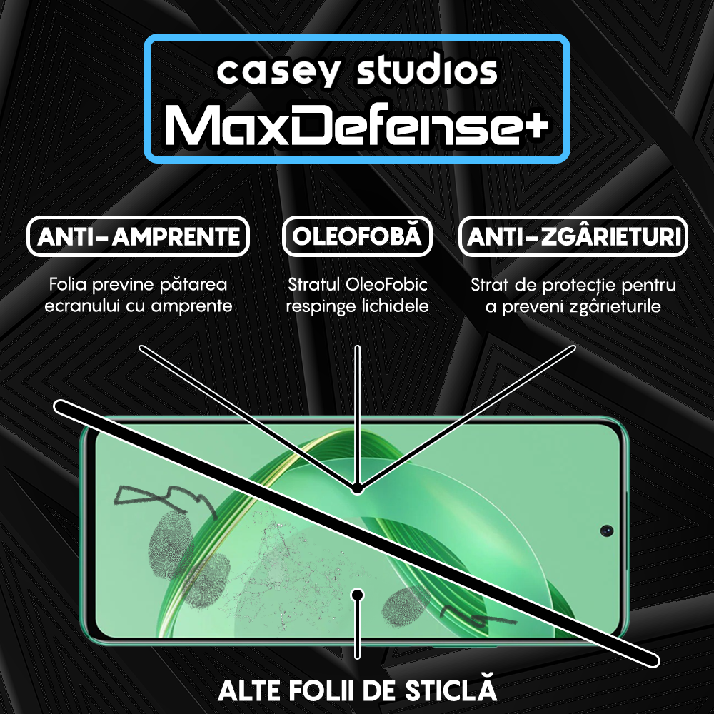 Folie Sticla MaxDefense+ - Huawei nova 12 - Negru