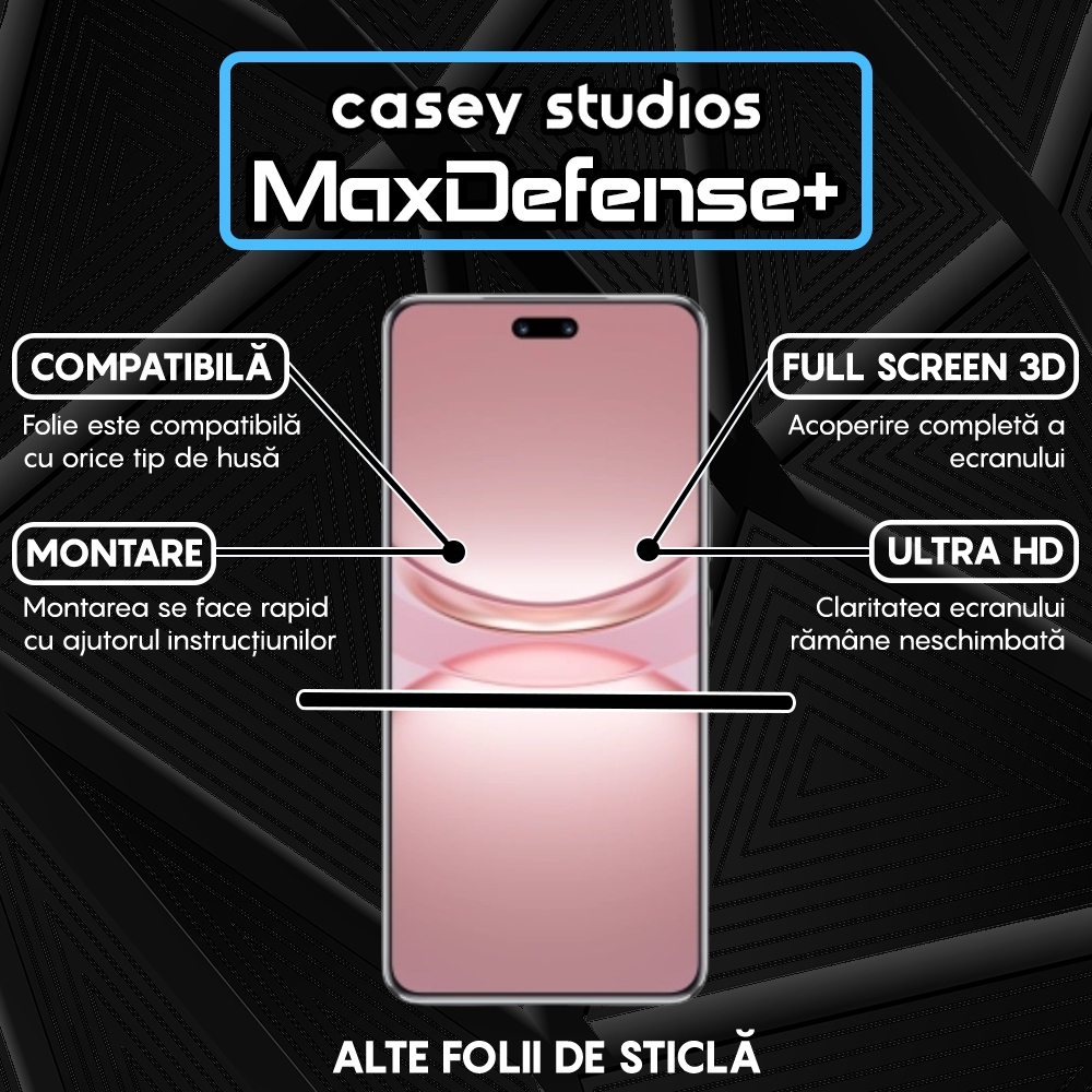 Folie Sticla MaxDefense+ - Huawei nova 12 Pro - Negru