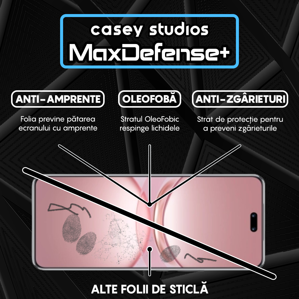Folie Sticla MaxDefense+ - Huawei nova 12 Pro - Negru