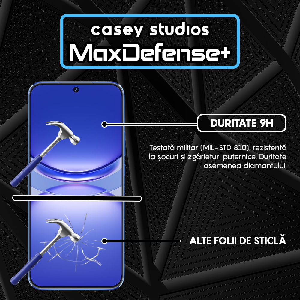 Folie Sticla MaxDefense+ - Huawei nova 12s - Negru