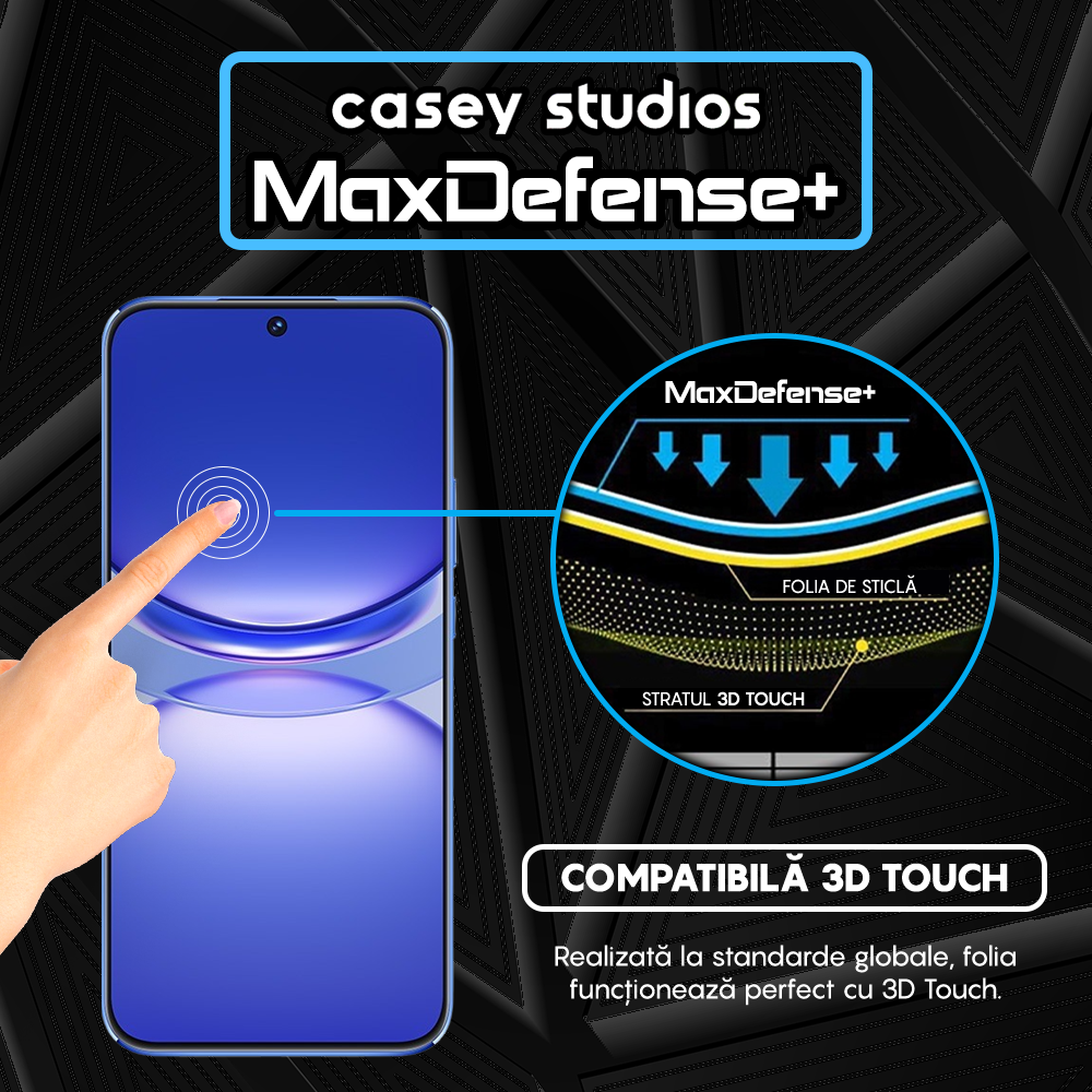 Folie Sticla MaxDefense+ - Huawei nova 12s - Negru