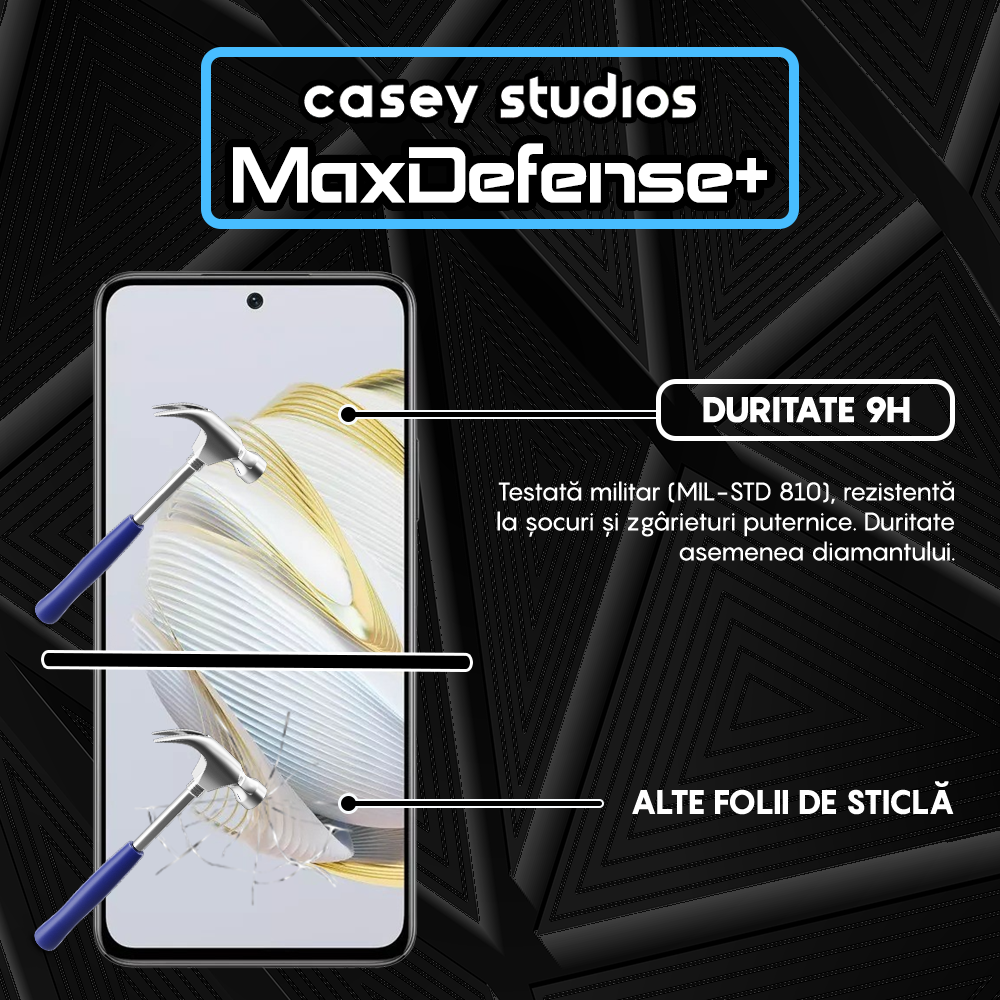 Folie Sticla MaxDefense+ - Huawei nova 12 SE - Negru