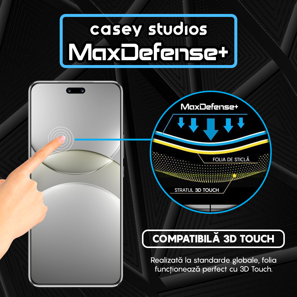 Folie Sticla MaxDefense+ - Huawei nova 12 Ultra - Negru