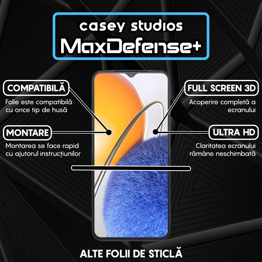 Folie Sticla MaxDefense+ - Huawei nova Y61 - Negru