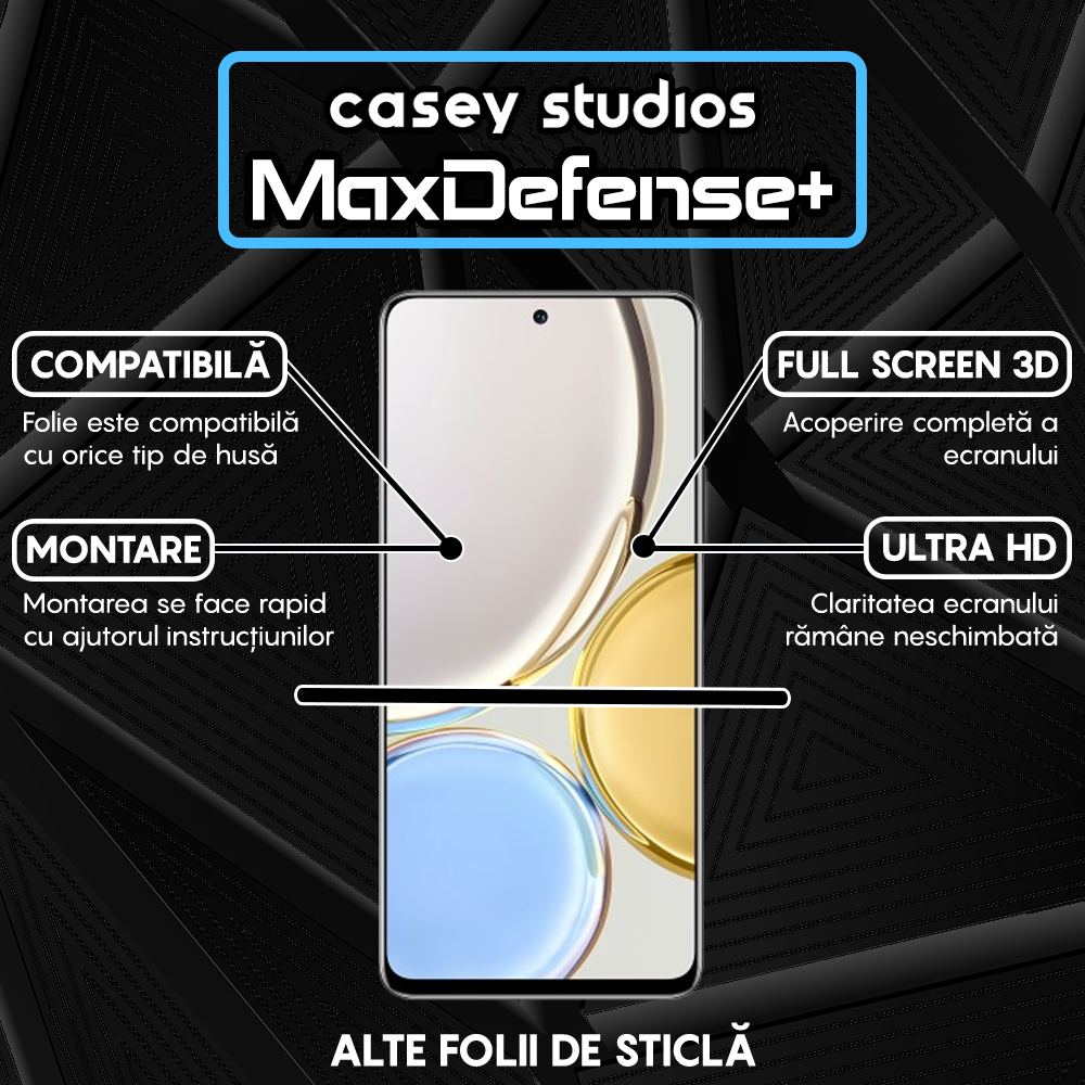 Folie Sticla MaxDefense+ - Honor Magic 4 Lite 5G - Negru