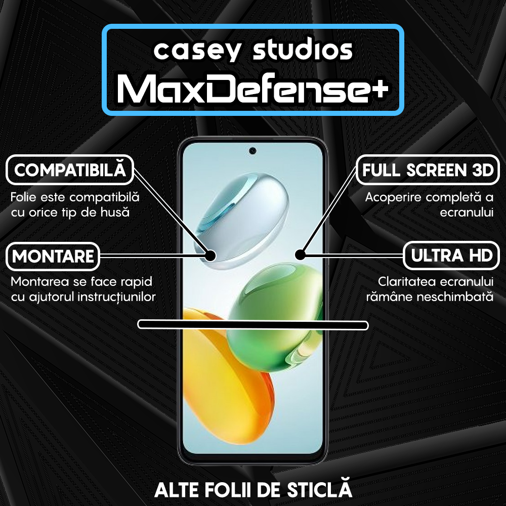 Folie Sticla MaxDefense+ - Honor Play 60 Plus - Negru