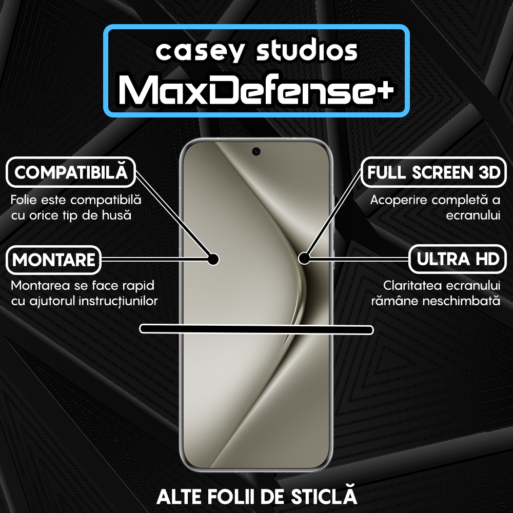 Folie Sticla MaxDefense+ - Huawei Pura 70 - Negru