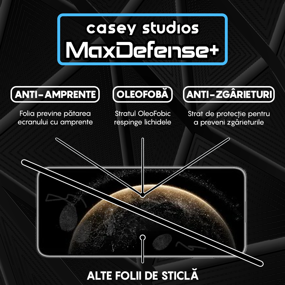 Folie Sticla MaxDefense+ - Huawei Pura 70 Ultra/70 Pro/70 Pro Plus - Negru