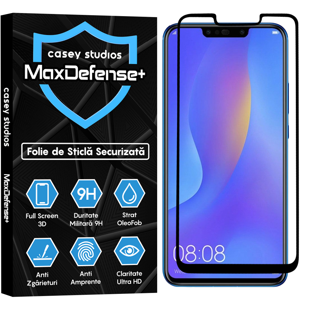 Folie Sticla MaxDefense+ - Huawei Honor 10 Lite/Honor 20 Lite/P Smart 2019/P Smart Plus 2019 - Negru