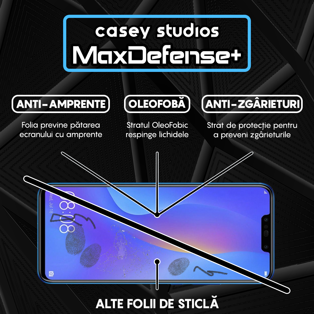 Folie Sticla MaxDefense+ - Huawei Honor 10 Lite/Honor 20 Lite/P Smart 2019/P Smart Plus 2019 - Negru