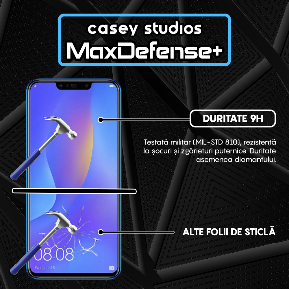 Folie Sticla MaxDefense+ - Huawei Honor 10 Lite/Honor 20 Lite/P Smart 2019/P Smart Plus 2019 - Negru
