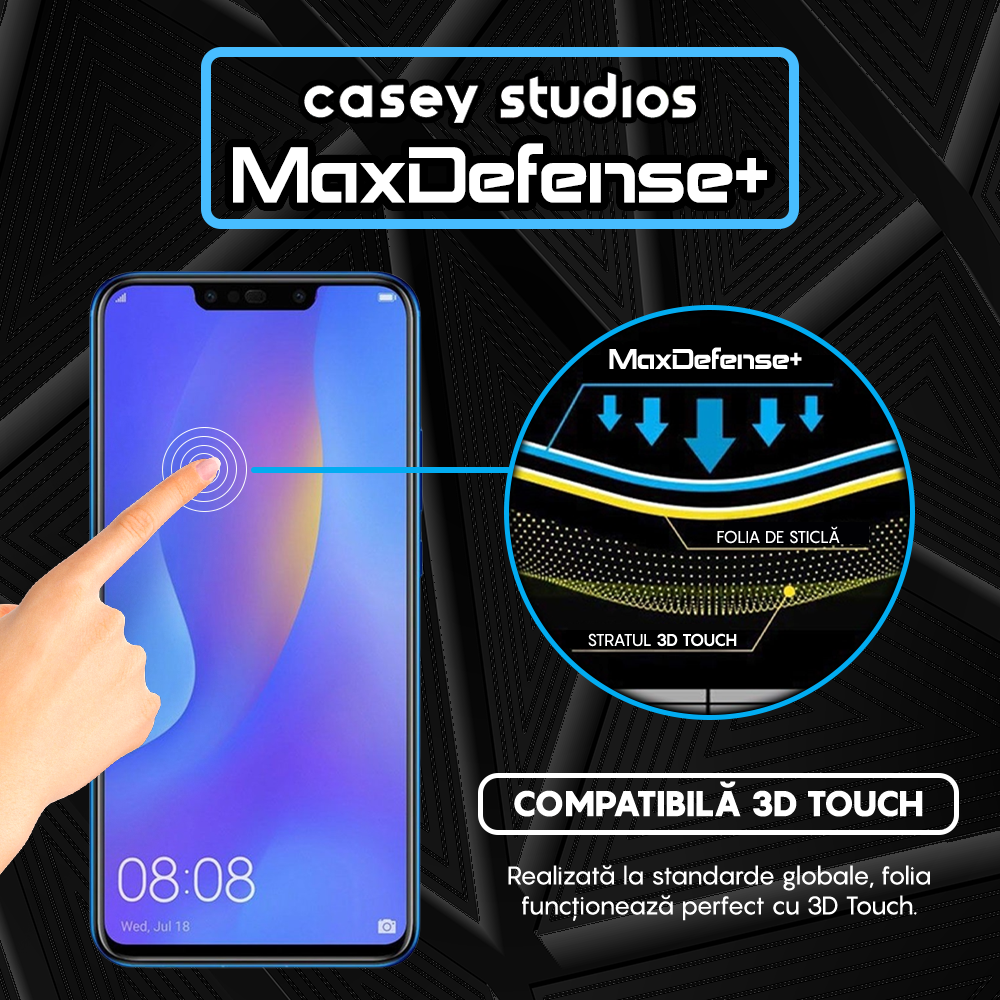 Folie Sticla MaxDefense+ - Huawei Honor 10 Lite/Honor 20 Lite/P Smart 2019/P Smart Plus 2019 - Negru