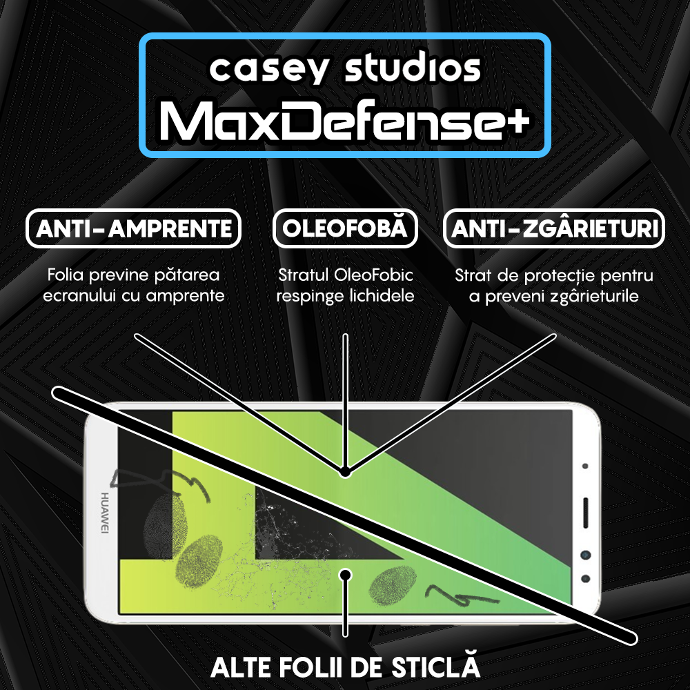 Folie Sticla MaxDefense+ - Huawei Mate 10 Lite - Negru