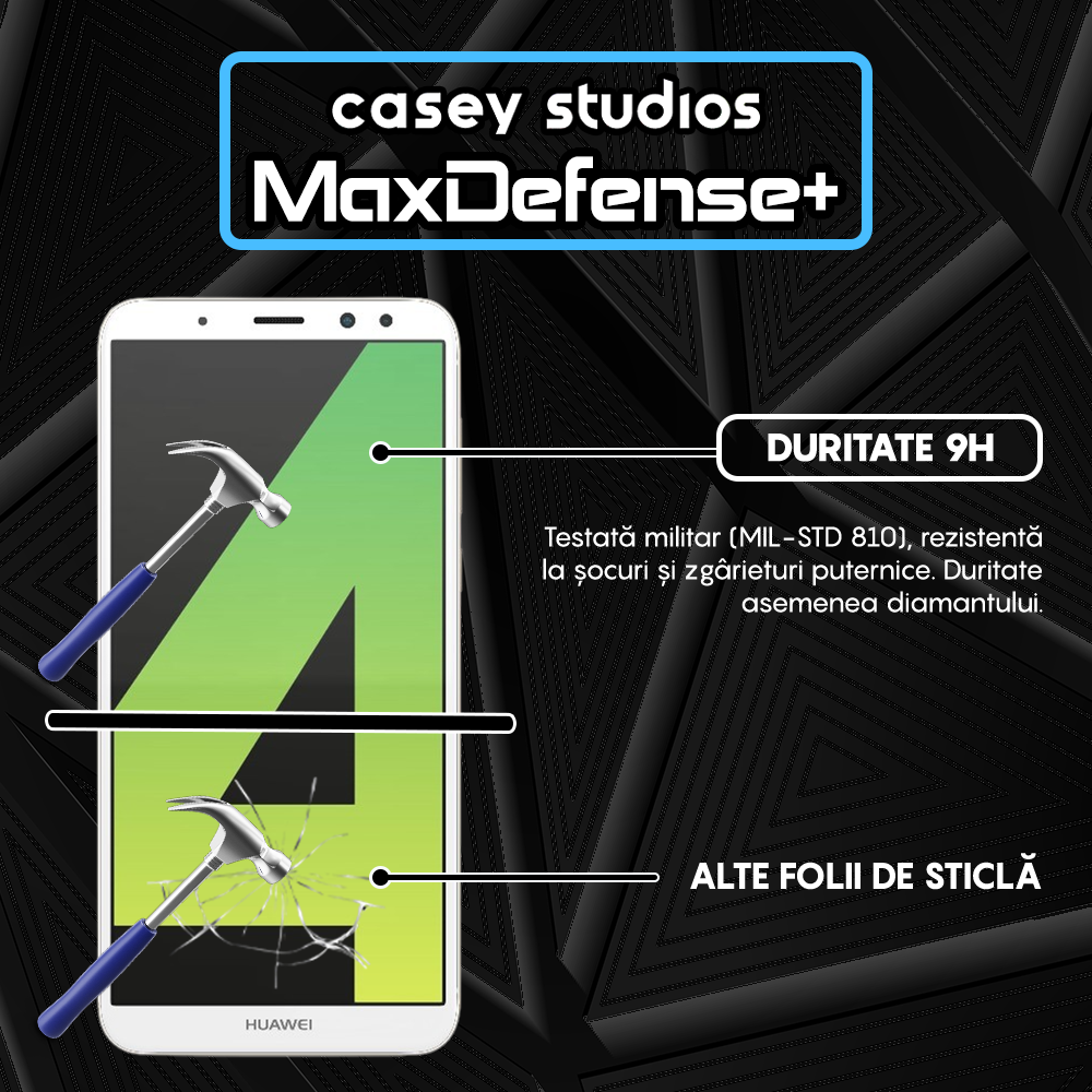 Folie Sticla MaxDefense+ - Huawei Mate 10 Lite - Negru