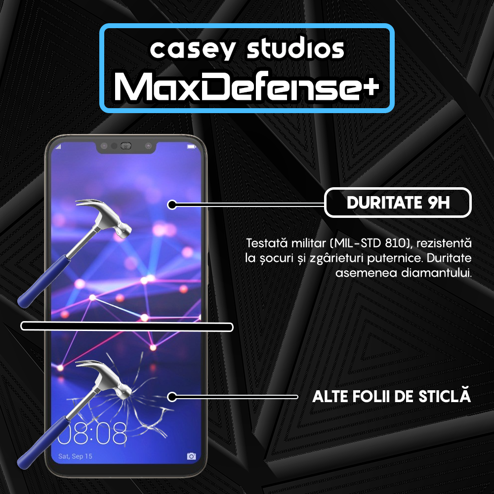 Folie Sticla MaxDefense+ - Huawei Mate 20 Lite/Nova 3/Nova 3i/P Smart Plus - Negru