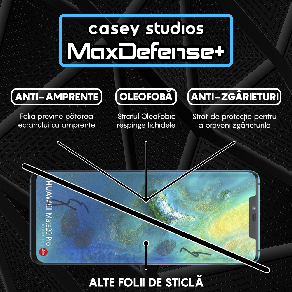Folie Sticla MaxDefense+ - Huawei Mate 20 Pro - Negru