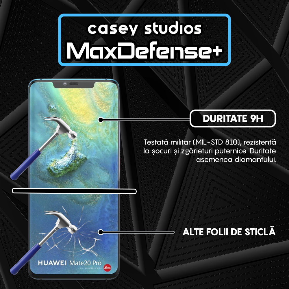 Folie Sticla MaxDefense+ - Huawei Mate 20 Pro - Negru