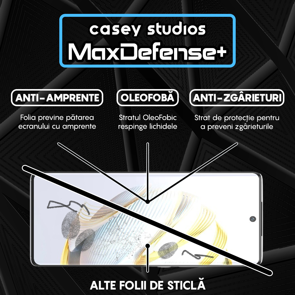 Folie Sticla MaxDefense+ - Huawei nova 10 - Negru