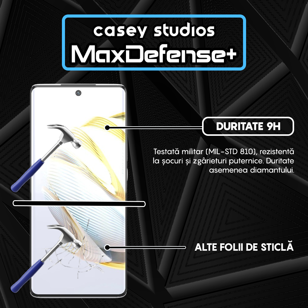 Folie Sticla MaxDefense+ - Huawei nova 10 - Negru