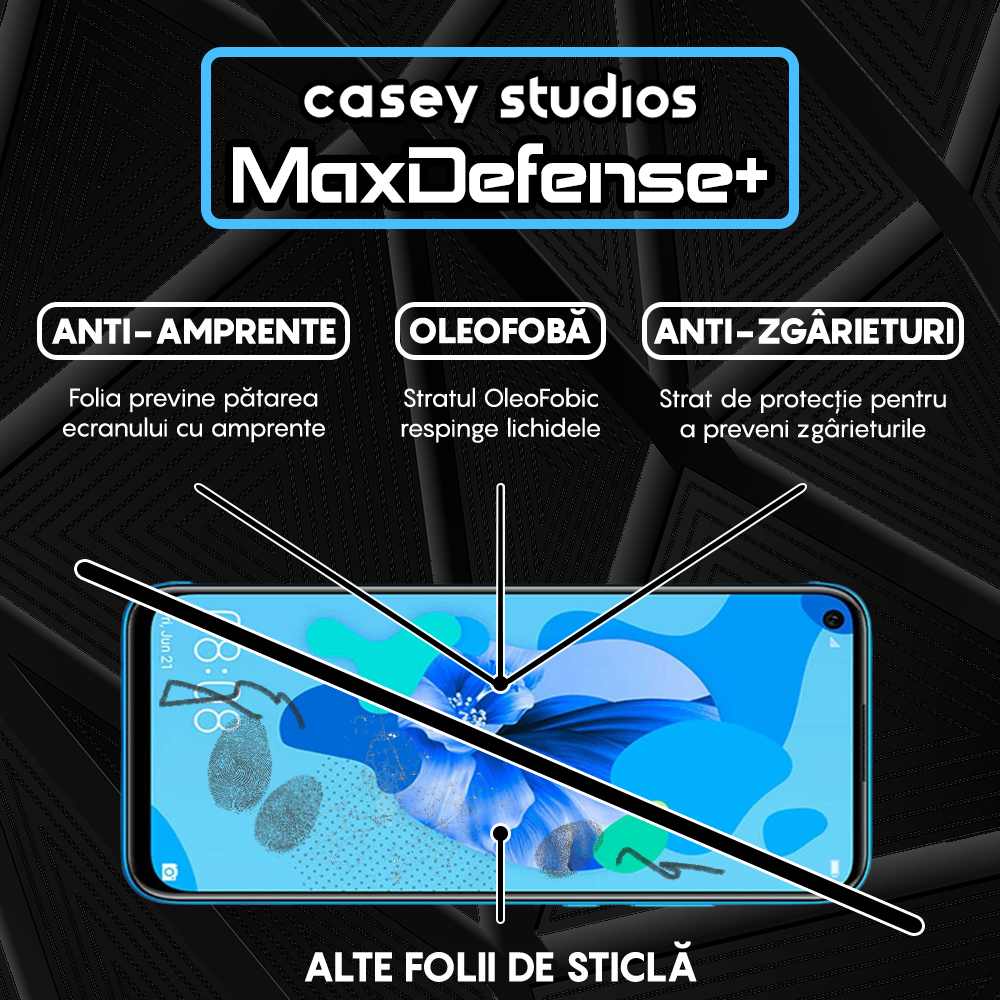 Folie Sticla MaxDefense+ - Huawei P20 Lite 2019/P40 Lite/P40 Lite E/Y7p - Negru