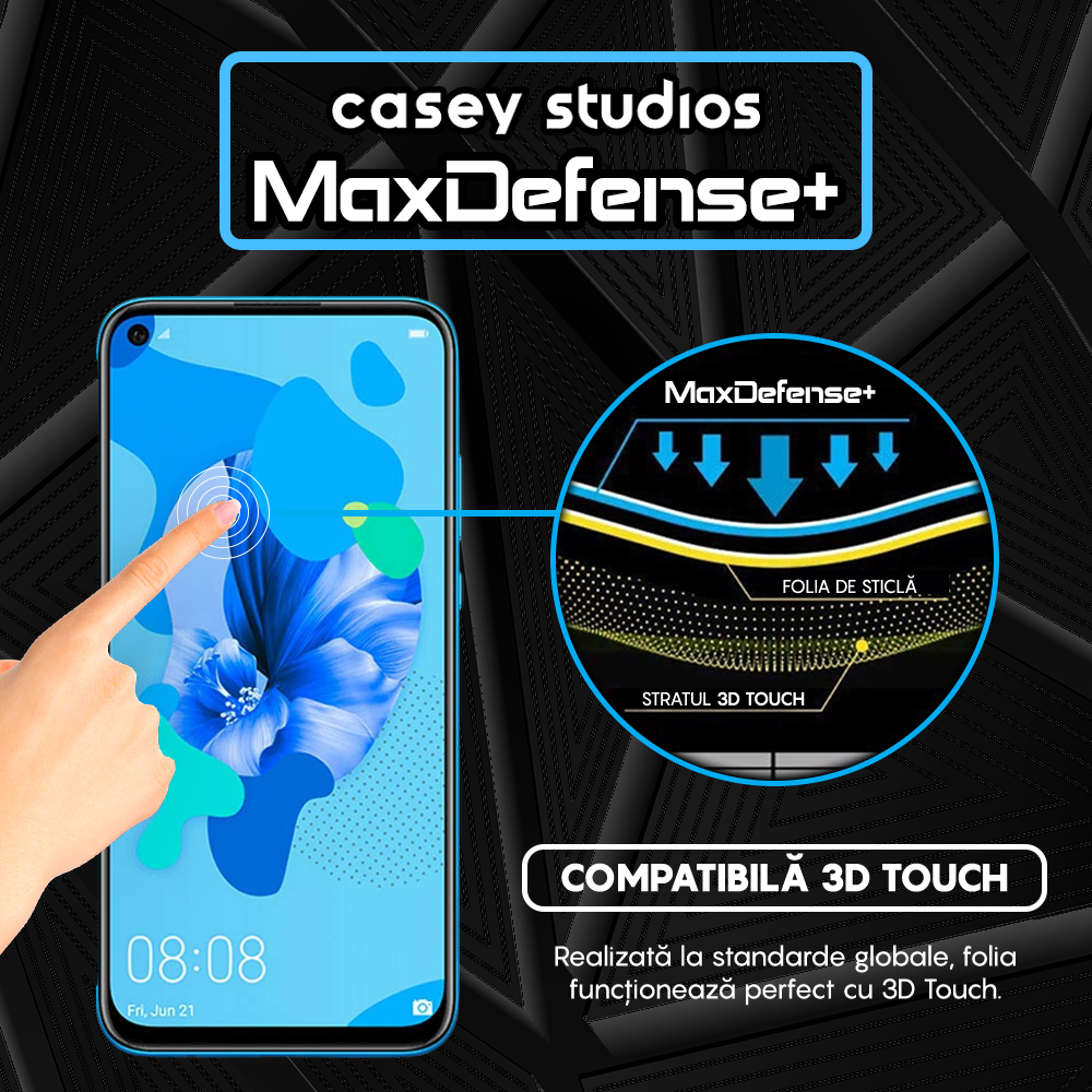 Folie Sticla MaxDefense+ - Huawei P20 Lite 2019/P40 Lite/P40 Lite E/Y7p - Negru