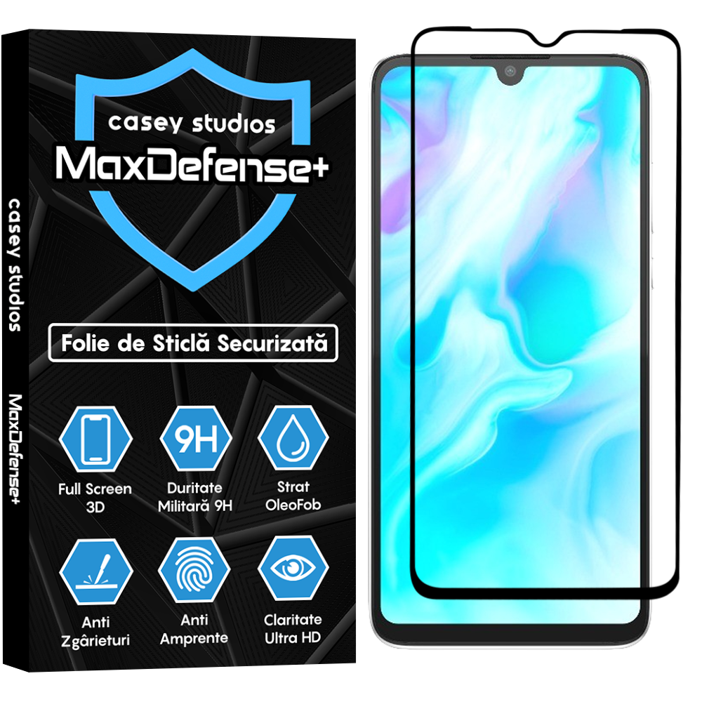 Folie Sticla MaxDefense+ - Huawei P30 Lite/P30 Lite New Edition - Negru
