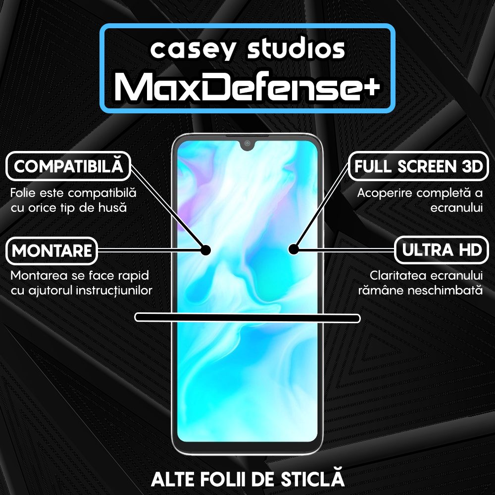 Folie Sticla MaxDefense+ - Huawei P30 Lite/P30 Lite New Edition - Negru