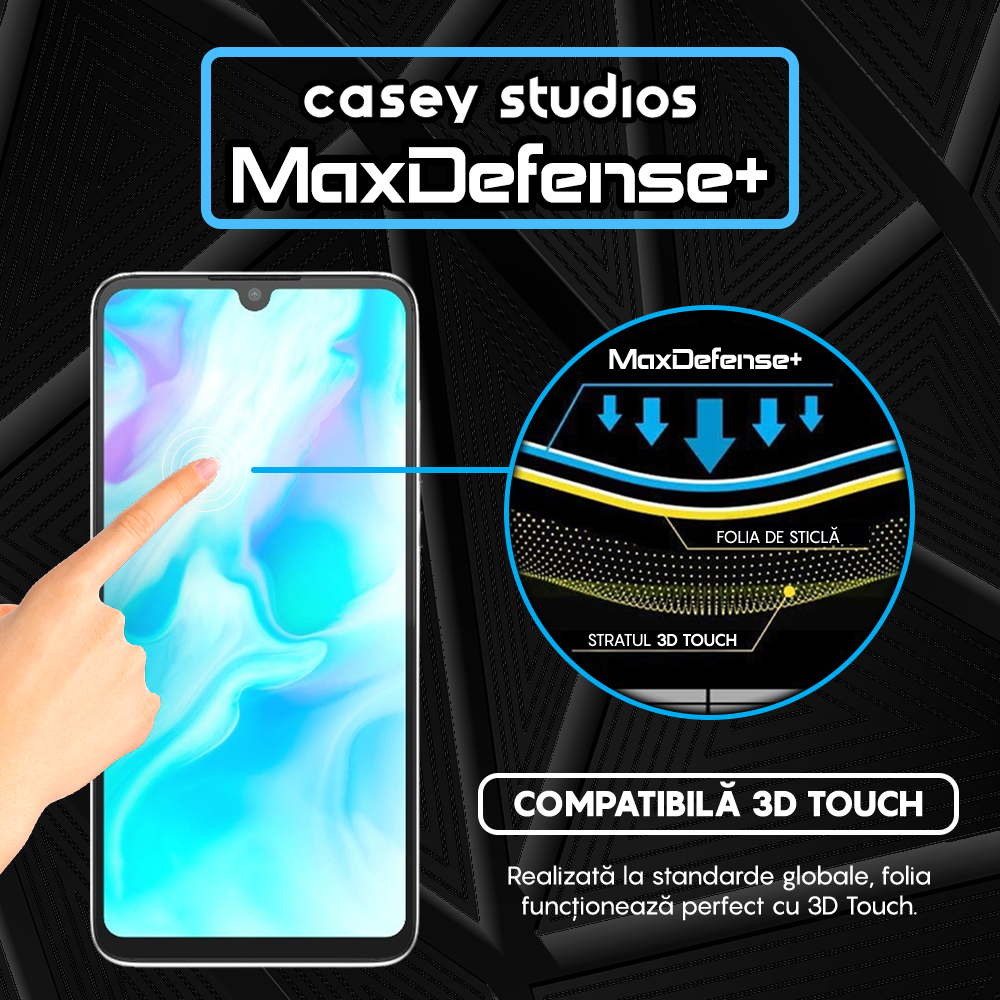 Folie Sticla MaxDefense+ - Huawei P30 Lite/P30 Lite New Edition - Negru
