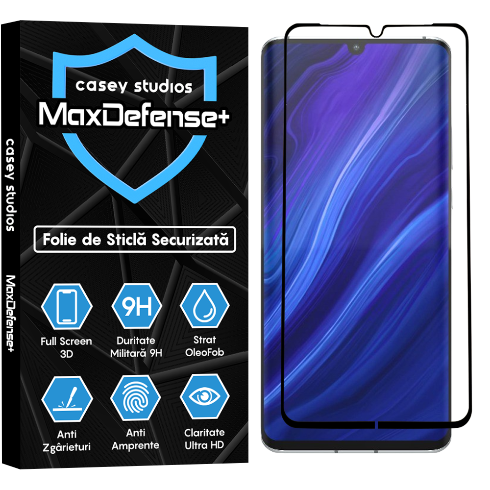 Folie Sticla MaxDefense+ - Huawei P30 Pro/P30 Pro New Edition - Negru