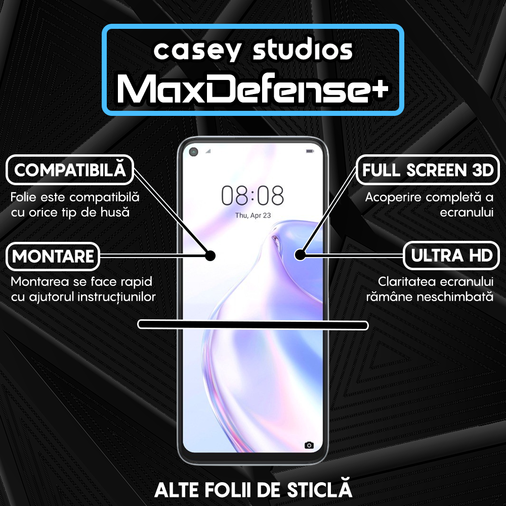 Folie Sticla MaxDefense+ - Huawei P40 Lite 5G - Negru