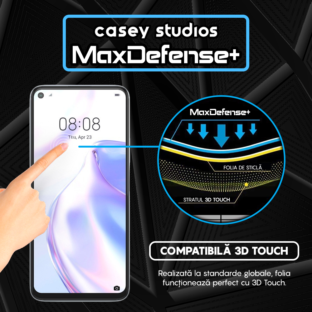 Folie Sticla MaxDefense+ - Huawei P40 Lite 5G - Negru