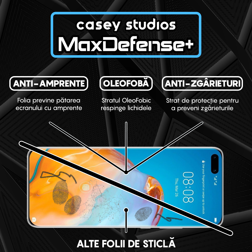 Folie Sticla MaxDefense+ - Huawei P40 Pro/P40 Pro Plus - Negru