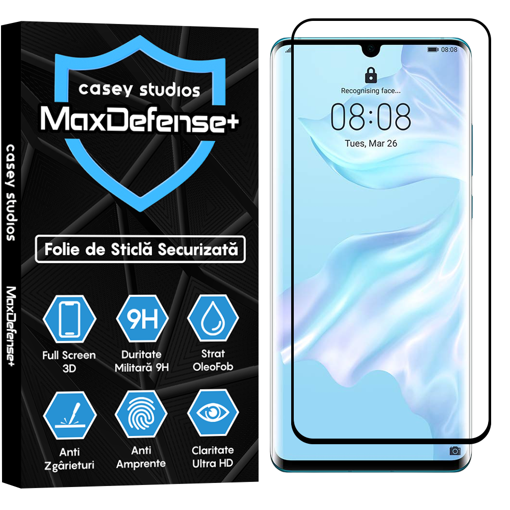 Folie Sticla MaxDefense+ - Huawei P50 - Negru