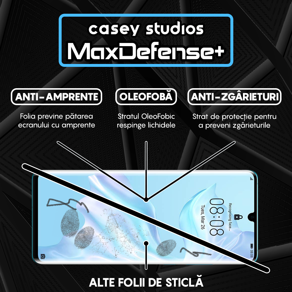 Folie Sticla MaxDefense+ - Huawei P50 - Negru