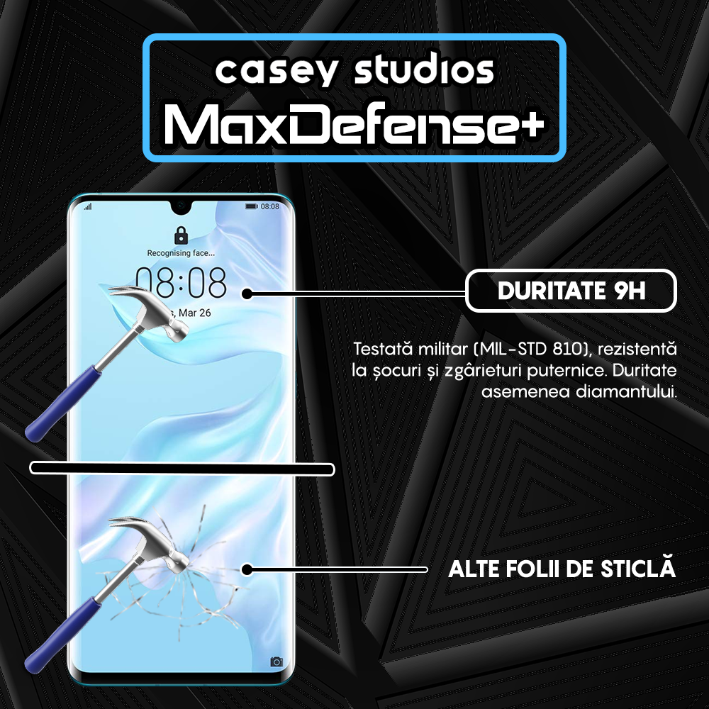 Folie Sticla MaxDefense+ - Huawei P50 - Negru