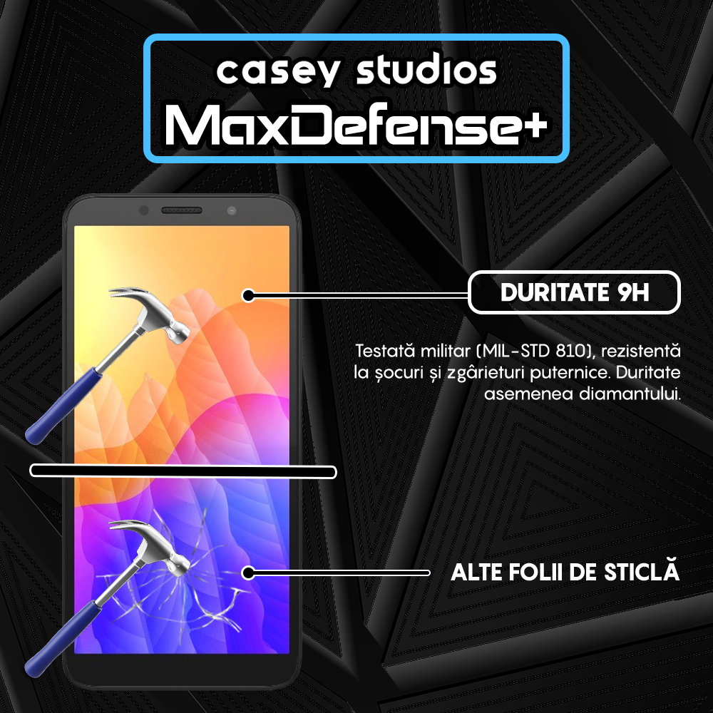 Folie Sticla MaxDefense+ - Huawei Y5p - Negru