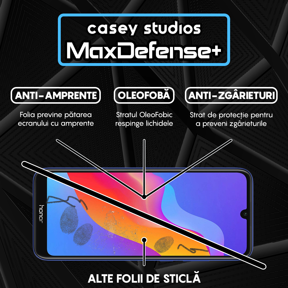 Folie Sticla MaxDefense+ - Huawei Y6 2019/Y6 Pro 2019/Y6p/Honor 8A 2020 - Negru