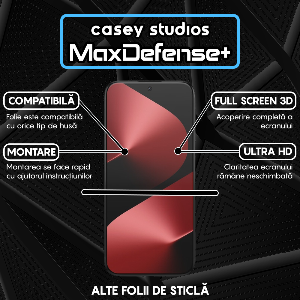 Folie Sticla MaxDefense+ - Huawei Pura 80 Pro - Negru