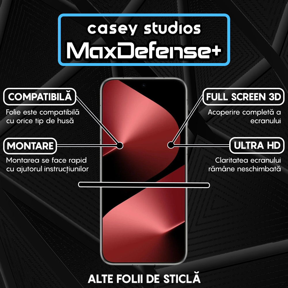 Folie Sticla MaxDefense+ - Huawei Pura 80 Ultra - Negru