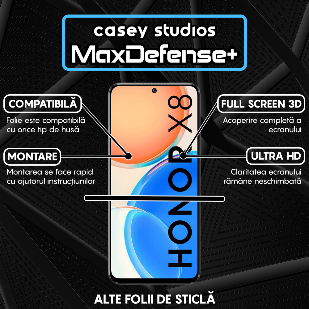 Folie Sticla MaxDefense+ - Honor X6/X8 5G - Negru