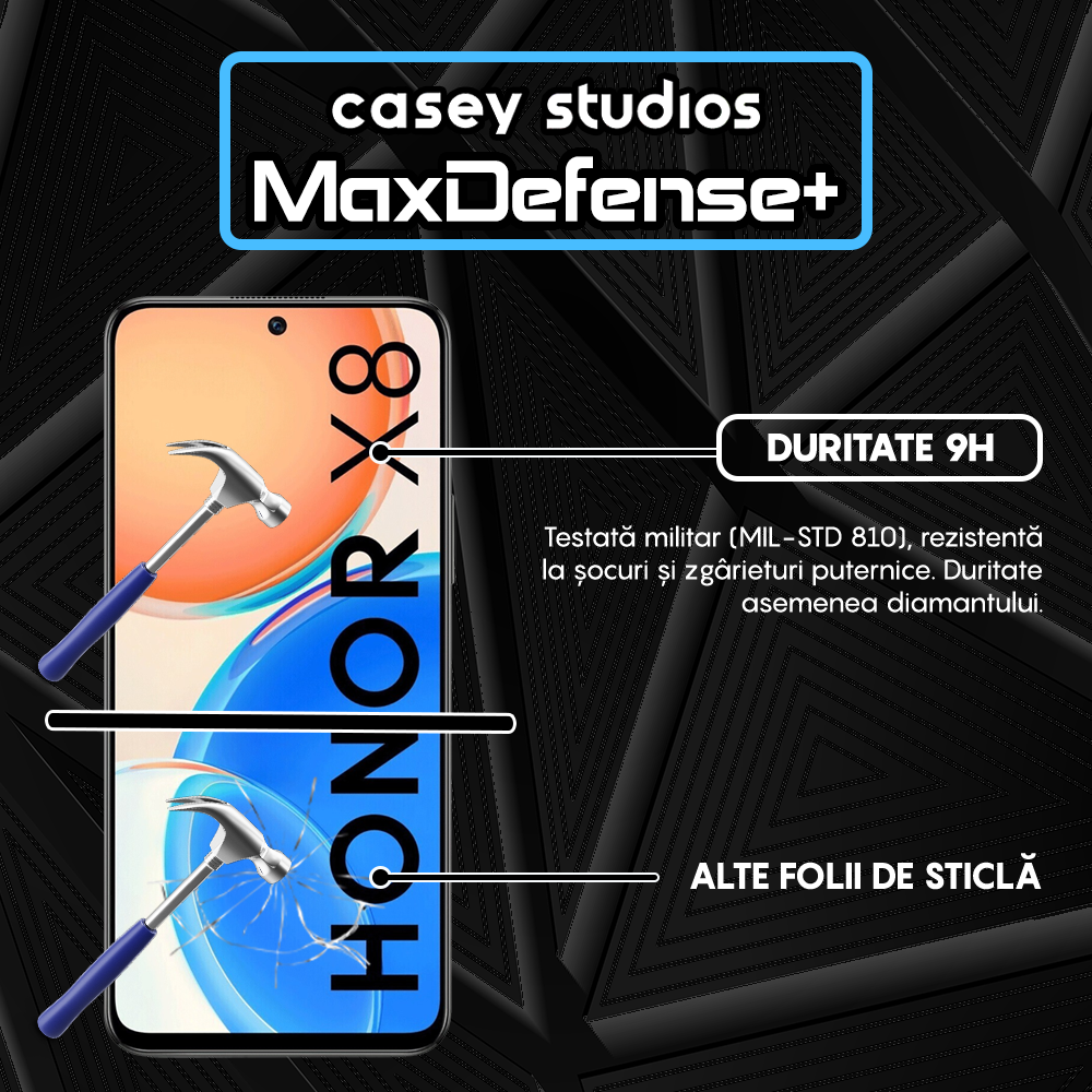 Folie Sticla MaxDefense+ - Honor X6/X8 5G - Negru