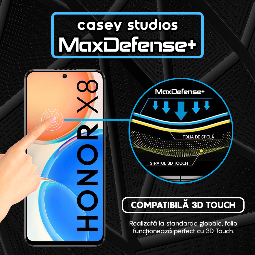 Folie Sticla MaxDefense+ - Honor X6/X8 5G - Negru