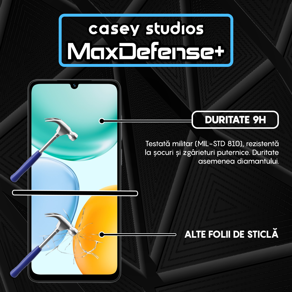 Folie Sticla MaxDefense+ - Honor X5c Plus - Negru